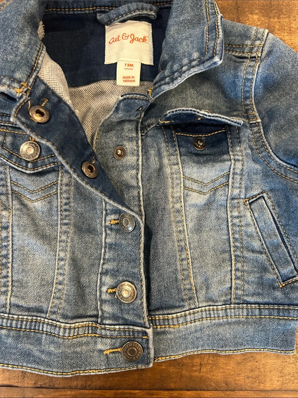 Cat & Jack 12M Light Blue Denim Jean Jacket with Snap Enclosure